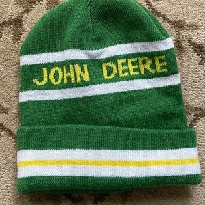 John Deere Kids Green Yellow White Knit Winter Hat